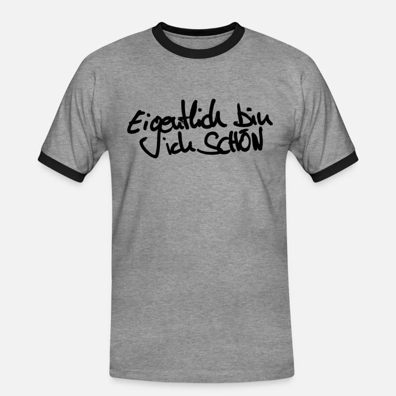 Schön oder - Männer Kontrast-T-Shirt - Grau meliert/Schwarz