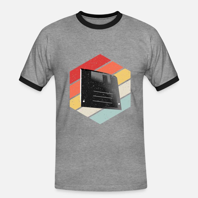 Diskette Floppy Disk - Men's Ringer Shirt - heather grey/black
