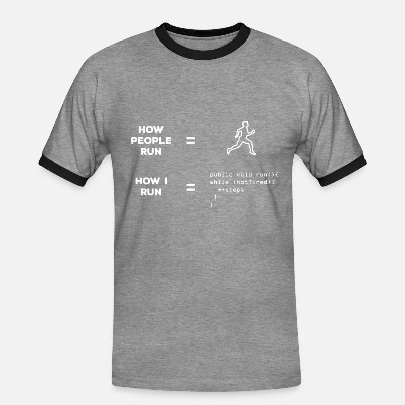 Software developer runner - Men's Ringer Shirt - heather grey/black