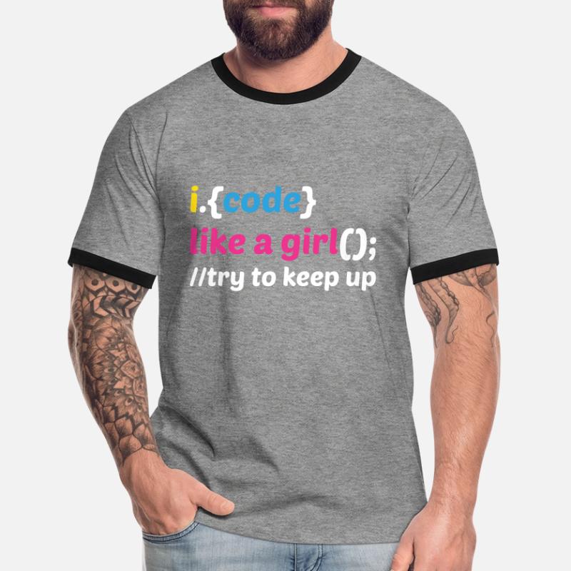 Code Like A Girl Coder Programmer Software Develop Männer Kontrast-T-Shirt