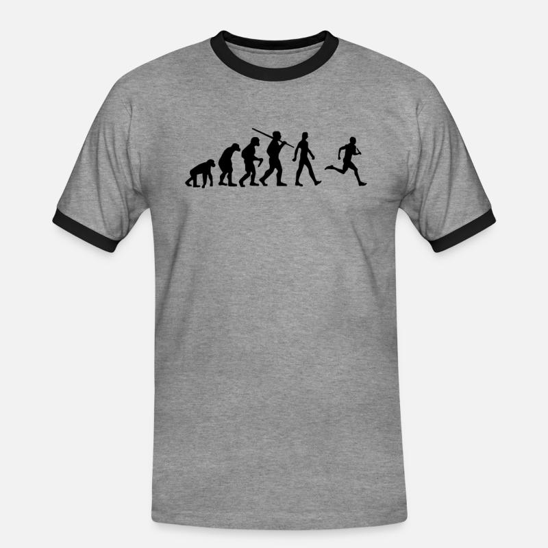 Läufer Evolution Joggen - Männer Kontrast-T-Shirt - Grau meliert/Schwarz
