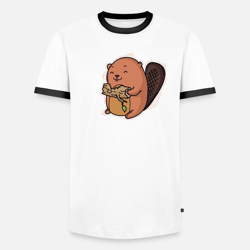 Beaver eats a tree trunk Men's Ringer Shirt