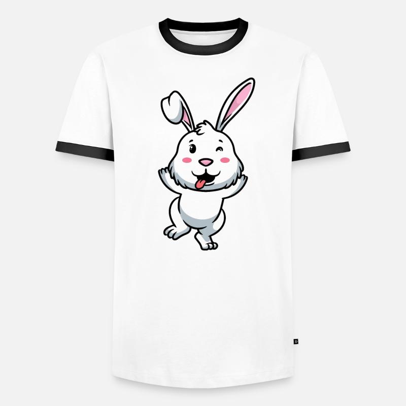 White Rabbit Emoticon Rabbit Men's Ringer Shirt