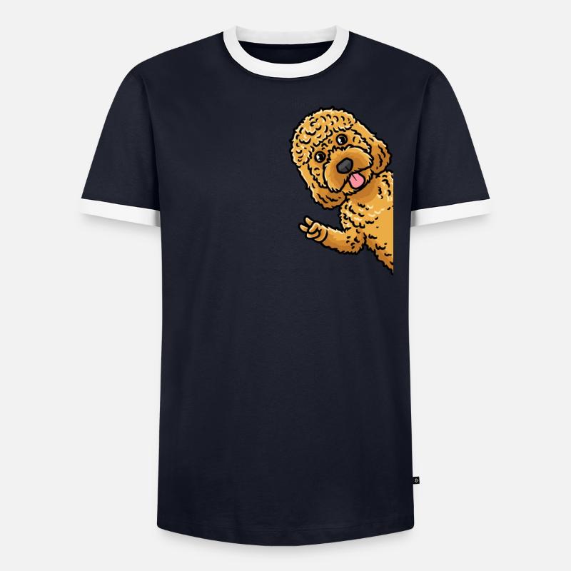 Cockapoo chien de côté T-shirt contrasté Homme