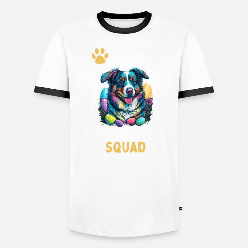 Australian Shepherd Easter Egg Hunting Squad Match Männer Kontrast-T-Shirt