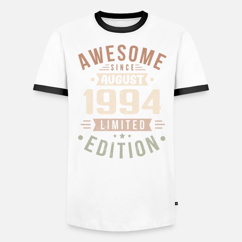 Août 1994 Anniversaire en Août 1994 Millésime 1994 T-shirt contrasté Homme