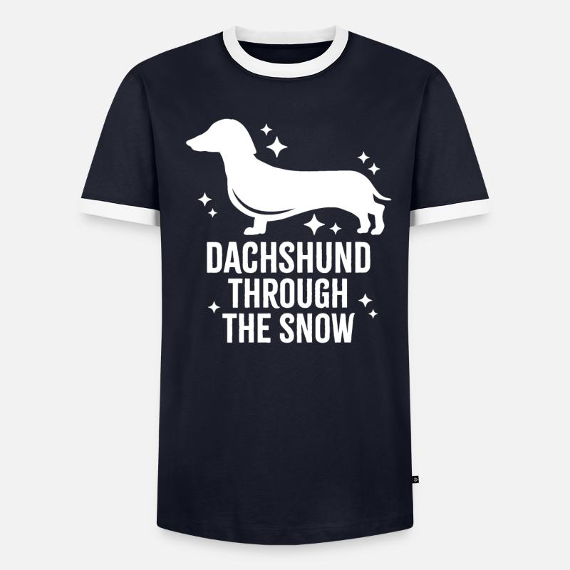 Dackel durch den Schnee - Männer Kontrast-T-Shirt - undefined