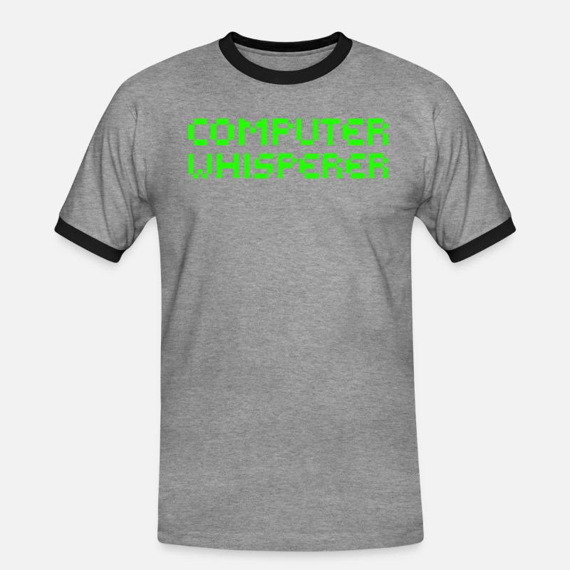 Computer Whisperer for Programmers - Men's Ringer Shirt - heather grey/black