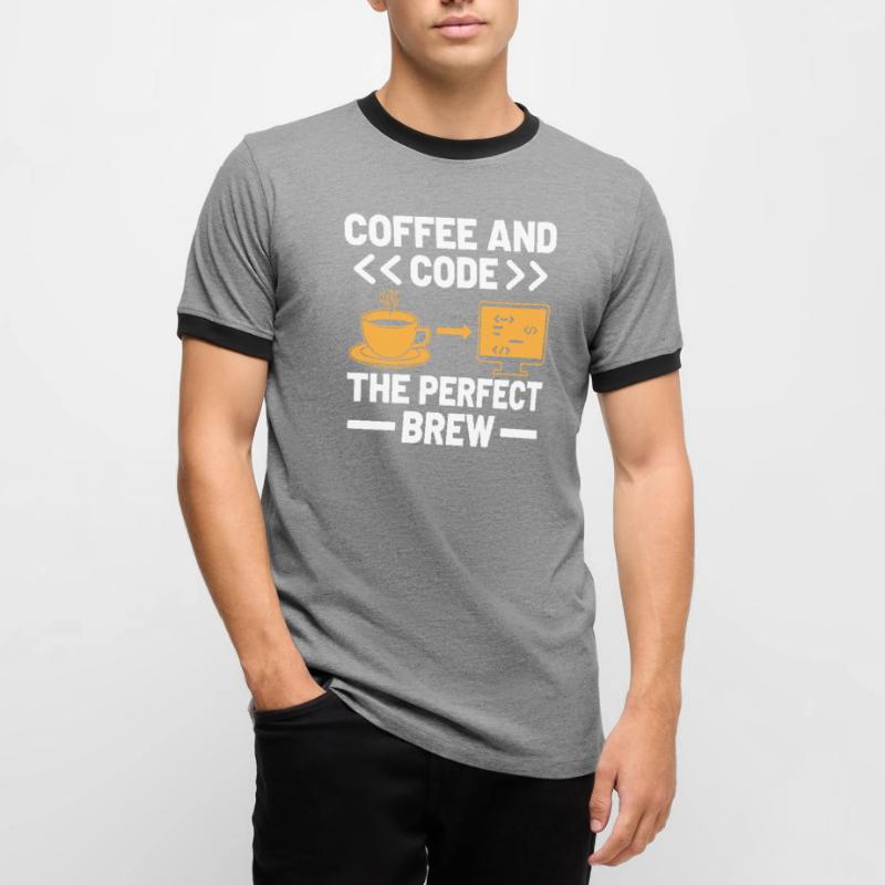 Coffee Coding Programmer Coder Developer Nerd Coff Men's Ringer Shirt
