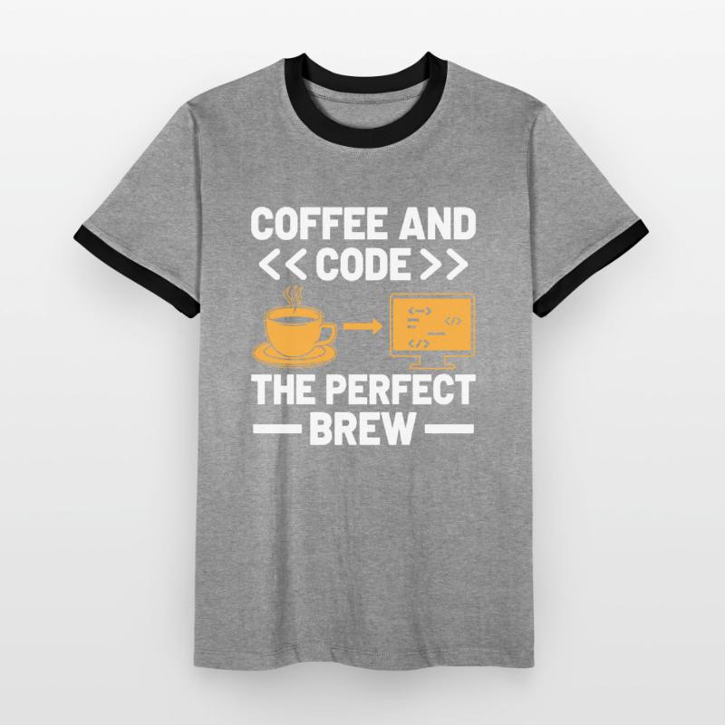 Coffee Coding Programmer Coder Developer Nerd Coff Men's Ringer Shirt
