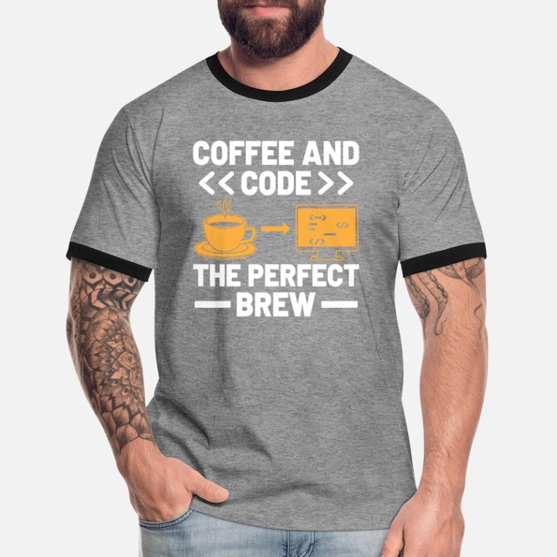 Coffee Coding Programmer Coder Developer Nerd Coff Men's Ringer Shirt