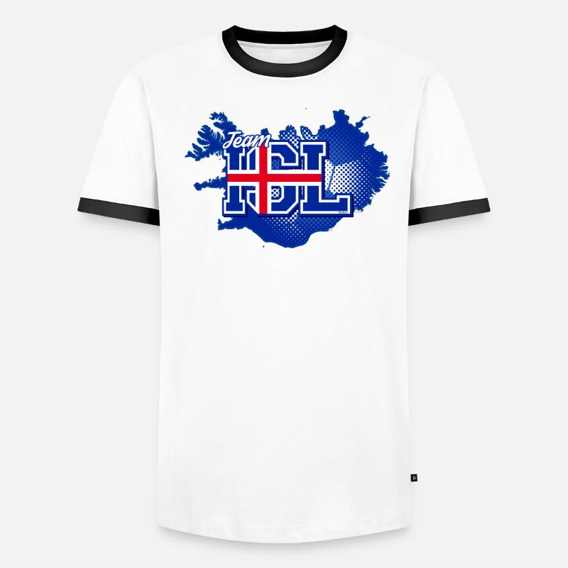 Team ISL Map Iceland with Ball Pattern Men's Ringer Shirt