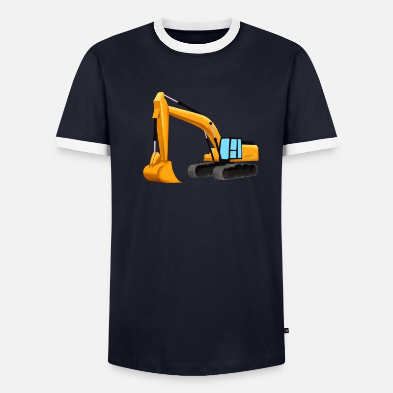 Gelber Bagger Männer Kontrast-T-Shirt