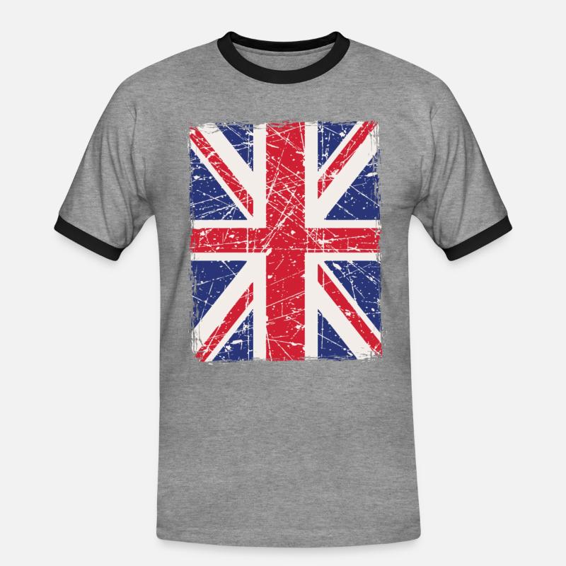 Union Jack - Men's Ringer Shirt - heather grey/black