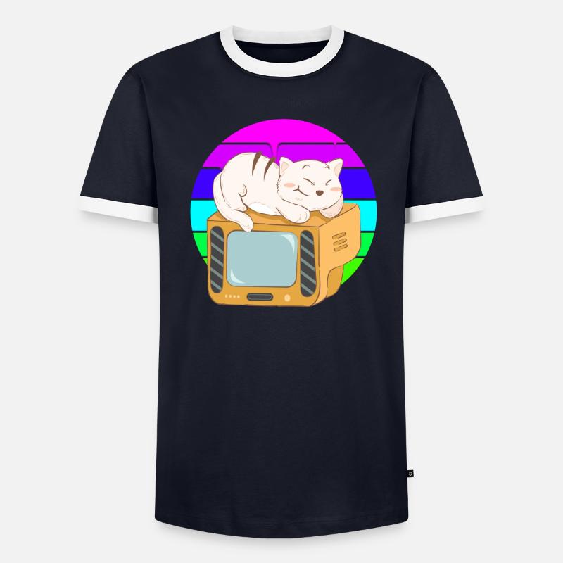 Cat Tv Sunset Men's Ringer Shirt
