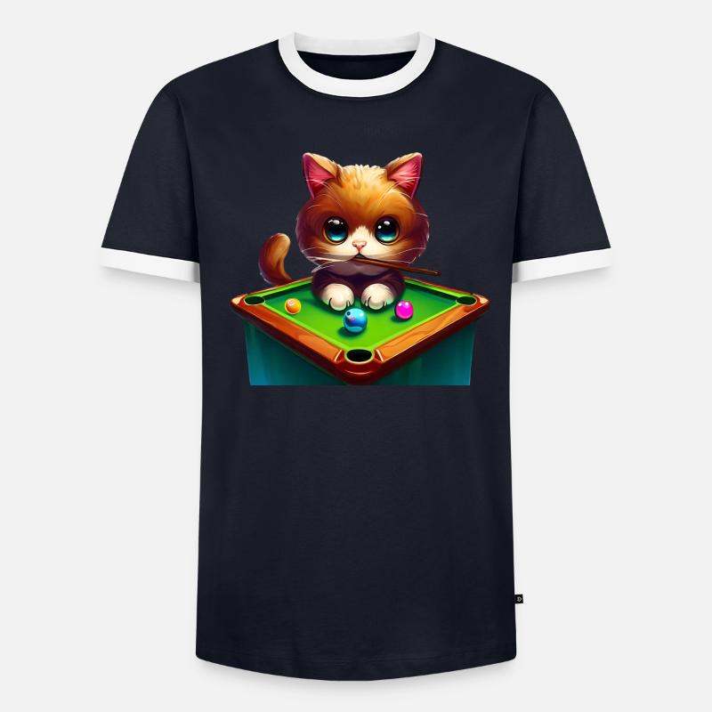 Chat à la table de billard T-shirt contrasté Homme