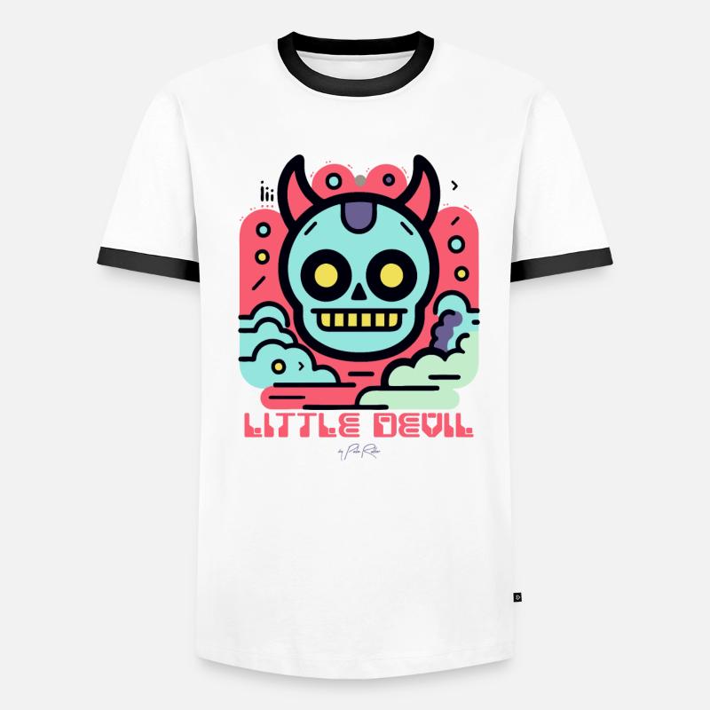 Modern Cartoon Style: Little Devil Men's Ringer Shirt