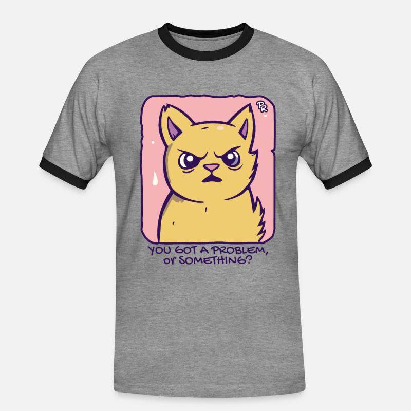 Got a problem? Passive-aggressive cat - Men's Ringer Shirt - heather grey/black