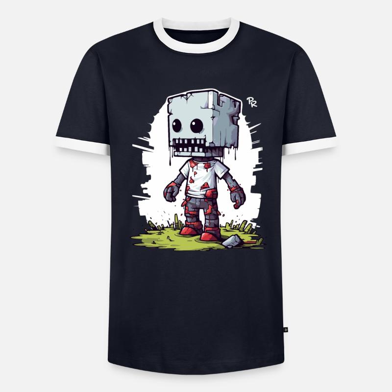 Pixelated Pixel Zombie Men's Ringer Shirt