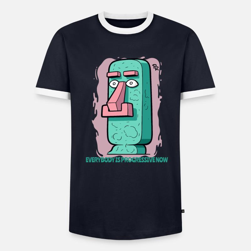 statue moaï moderne et avancée de l’île de Pâques T-shirt contrasté Homme