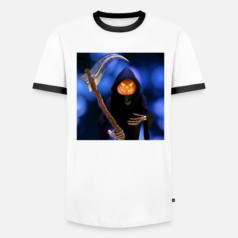 Der Sensenmann zu Halloween Männer Kontrast-T-Shirt