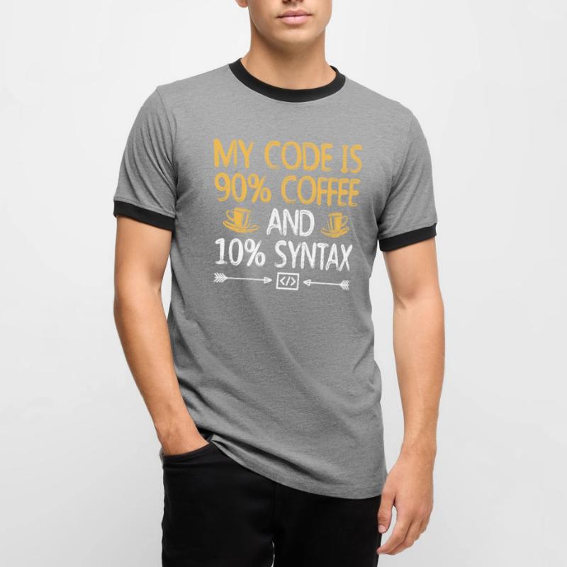 Kaffee-Codierung Programmierer Programmierer Entwickler Nerd Coff Männer Kontrast-T-Shirt