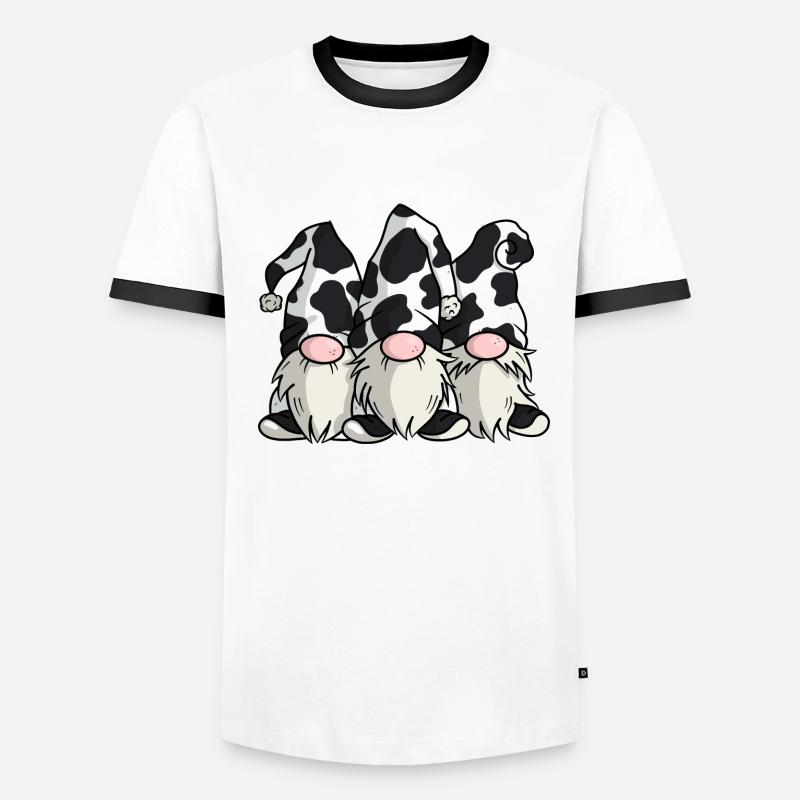 Gnomes mignons d’impression de vache T-shirt contrasté Homme