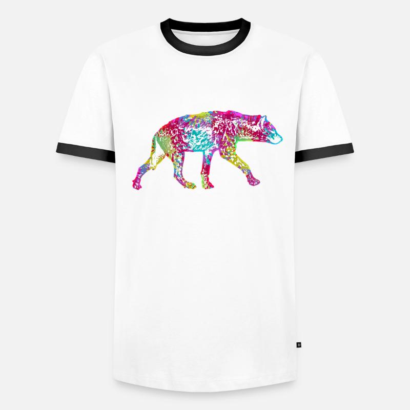 Bunte Hyäne Männer Kontrast-T-Shirt
