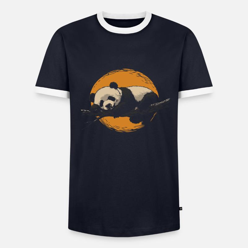 Panda dort avant le coucher du soleil millésime T-shirt contrasté Homme