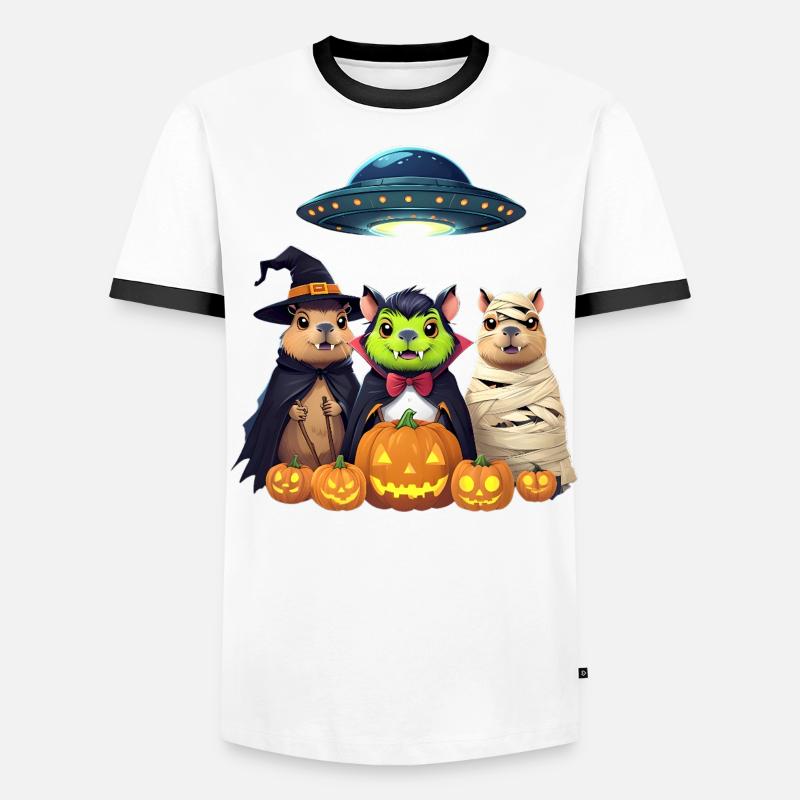 Idée cadeau Halloween Capybara Hamster Ghost T-shirt contrasté Homme
