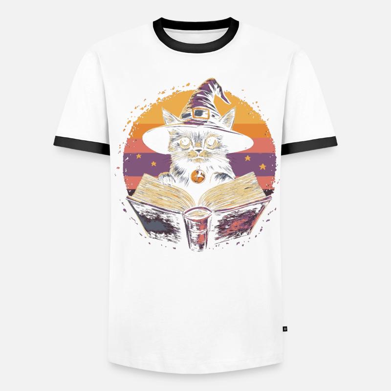 Chat mignon sorcière Halloween T-shirt contrasté Homme