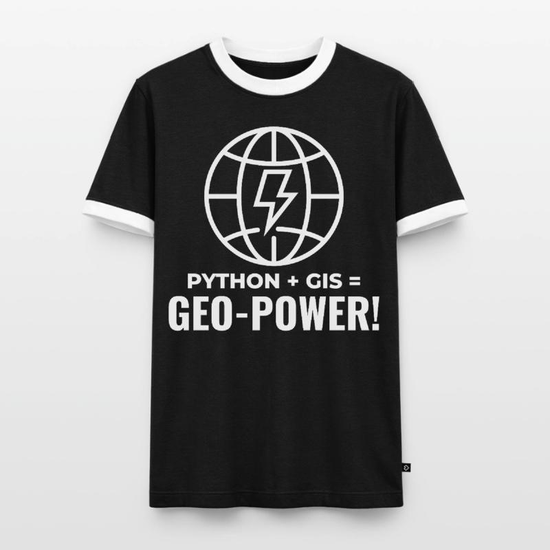 Python GIS Geo-Power Programmierung Geospatial Männer Kontrast-T-Shirt