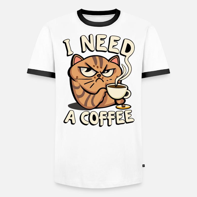 Angry cat that needs its coffee Men's Ringer Shirt