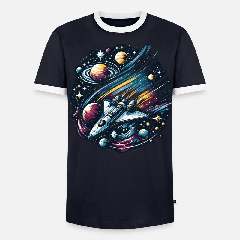 Voyage à travers le cosmos : exploration spatiale T-shirt contrasté Homme