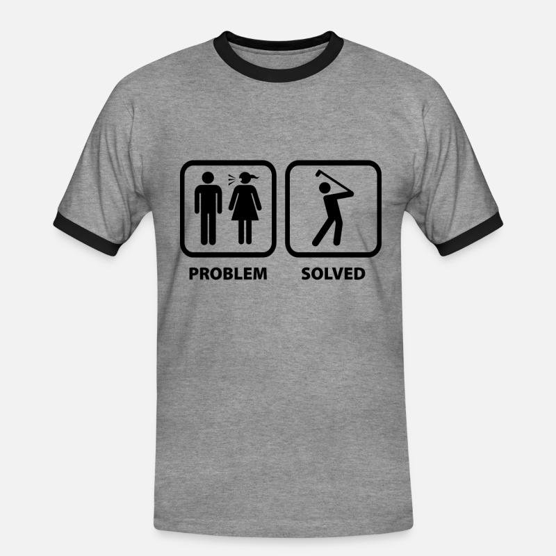 Problem Solved Golf - Men's Ringer Shirt - heather grey/black
