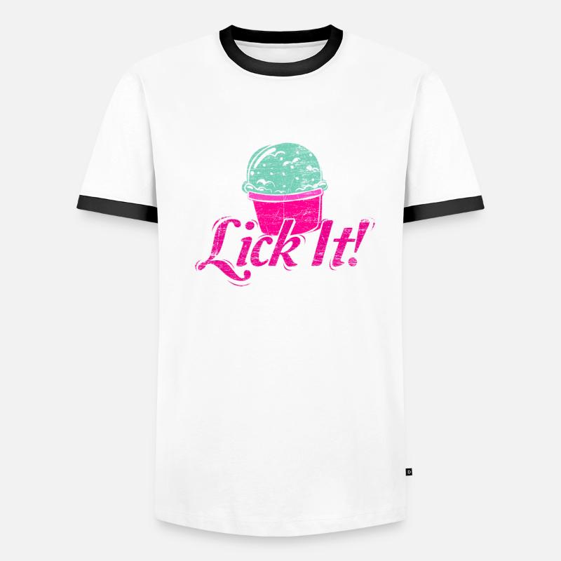 Eis lecken Softeis Geschenkidee Sommer Frühling Männer Kontrast-T-Shirt