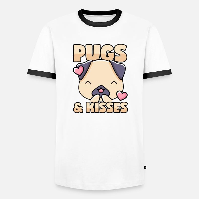 Mops Küsschen Männer Kontrast-T-Shirt