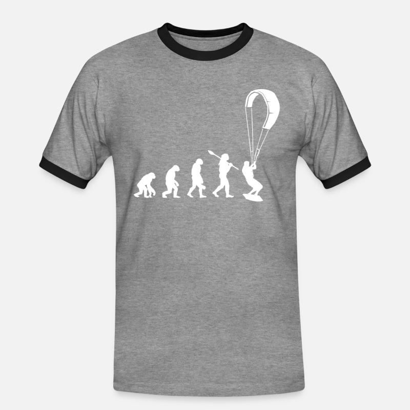 Evolution Kitesurfen - Männer Kontrast-T-Shirt - Grau meliert/Schwarz