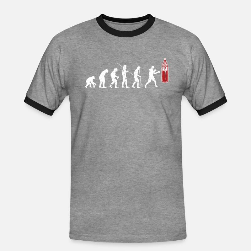 Boxen Evolution - Männer Kontrast-T-Shirt - Grau meliert/Schwarz