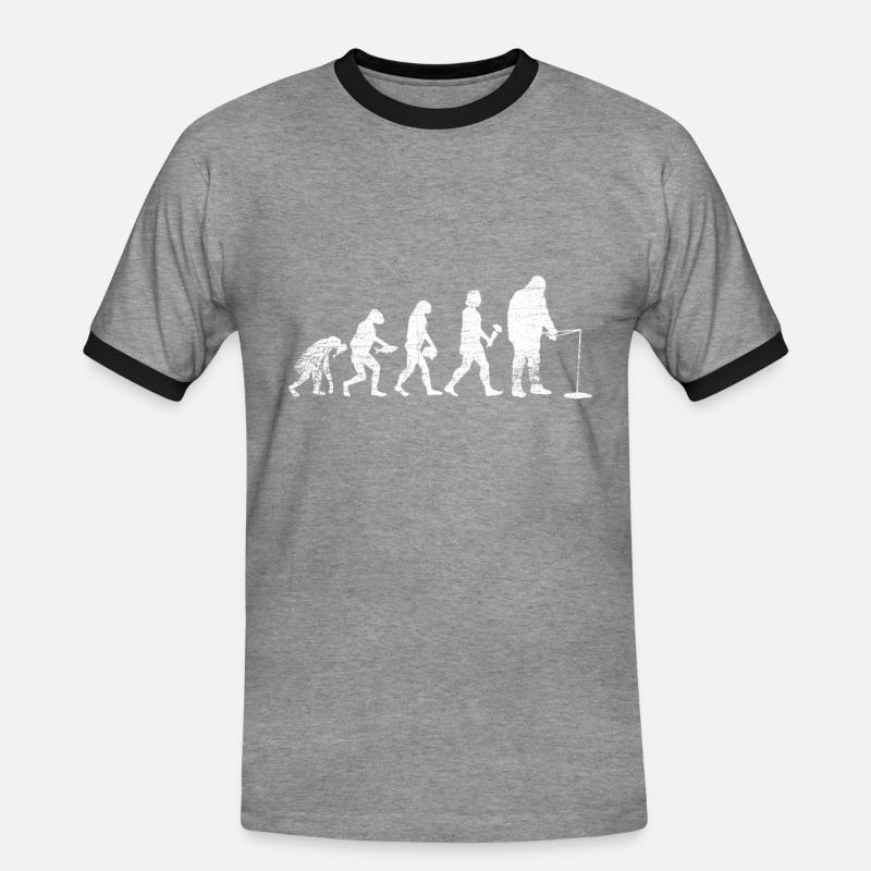Evolution Eisangeln - Männer Kontrast-T-Shirt - Grau meliert/Schwarz