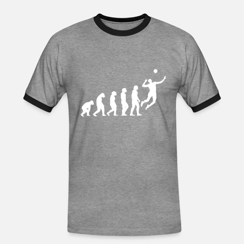 Volleyball Evolution - Männer Kontrast-T-Shirt - Grau meliert/Schwarz