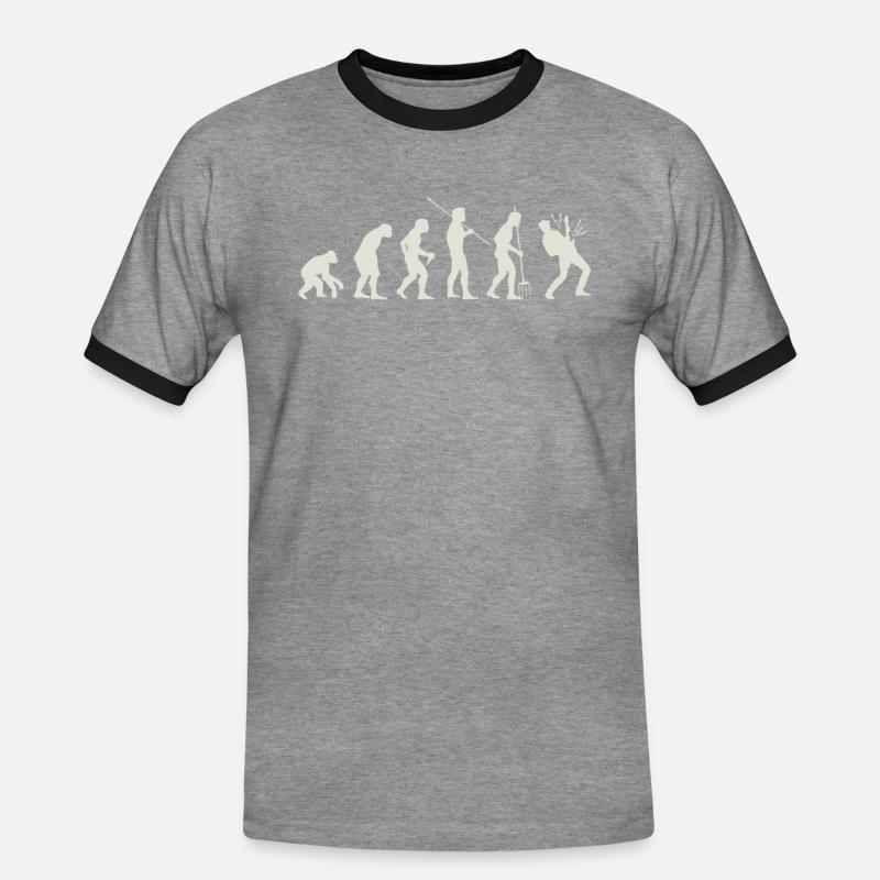 Evolution guitar - Men's Ringer Shirt - heather grey/black