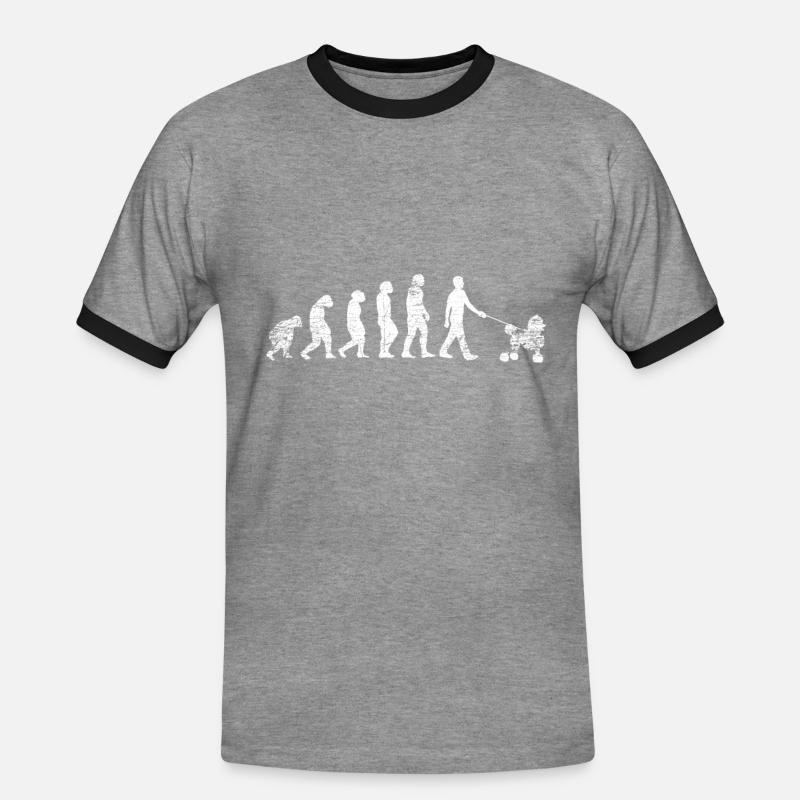 Poodle Evolution - Men's Ringer Shirt - heather grey/black