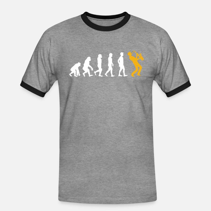 Evolution Saxophon - Männer Kontrast-T-Shirt - Grau meliert/Schwarz