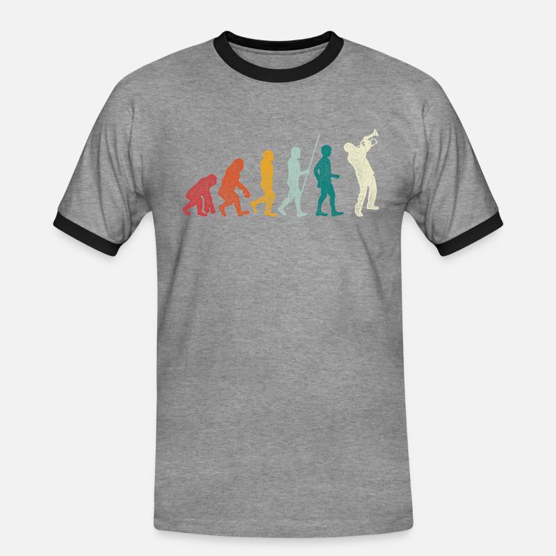 Trompete Evolution - Männer Kontrast-T-Shirt - Grau meliert/Schwarz