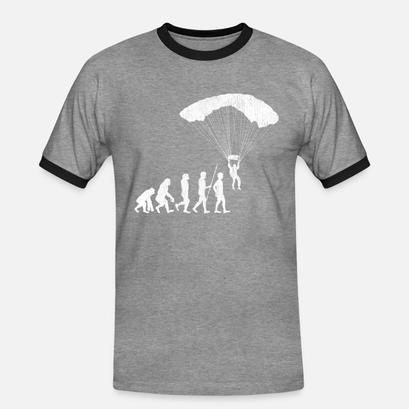Paragliding Evolution - Männer Kontrast-T-Shirt - Grau meliert/Schwarz
