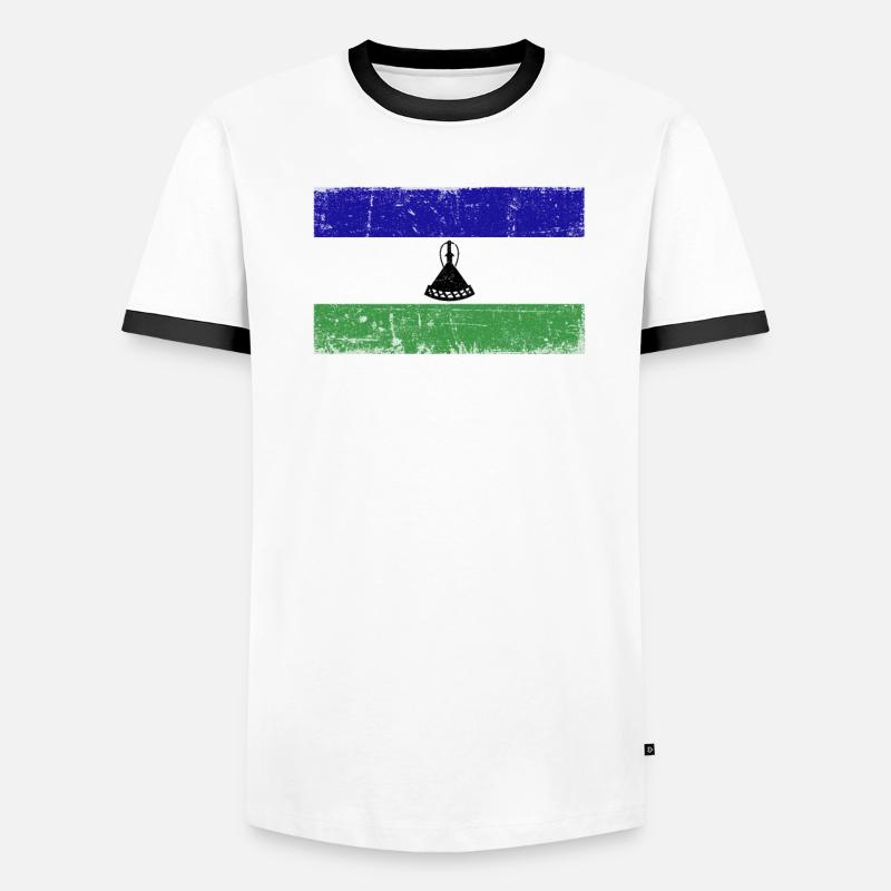 Drapeau du Lesotho Grunge Drapeau du Lesotho T-shirt contrasté Homme
