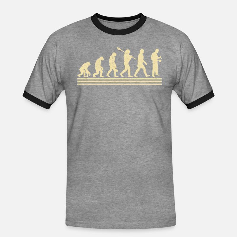 Koch-evolution - Männer Kontrast-T-Shirt - Grau meliert/Schwarz