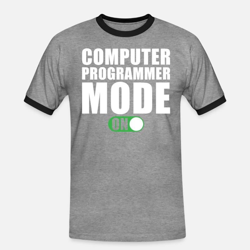 Computer Programmer Mode On - Men's Ringer Shirt - heather grey/black
