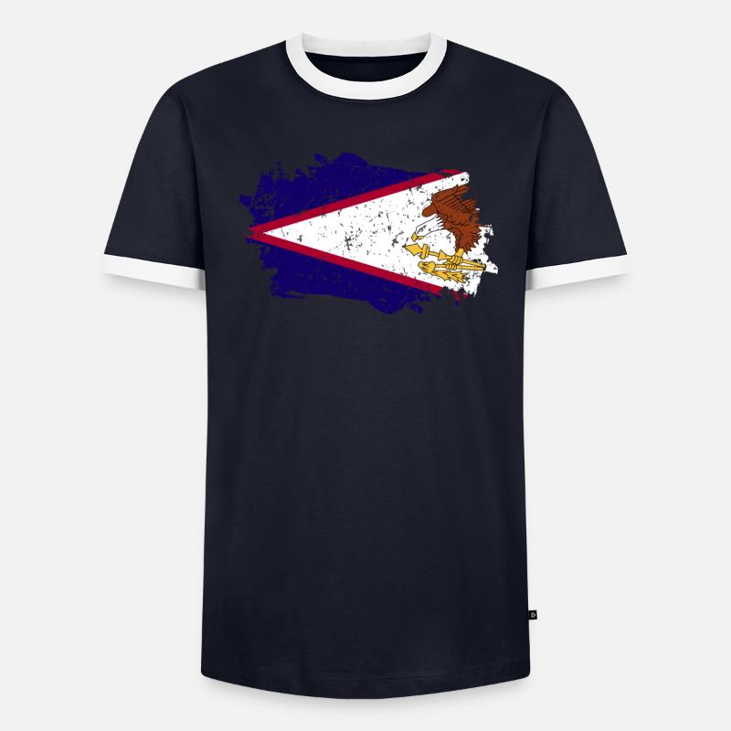 Drapeau des Samoa américaines T-shirt contrasté Homme